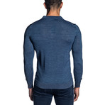 Peter Knit Long Sleeve Polo // Blue (XL)