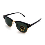 Unisex RB3016-W0365 Clubmasters Square Sunglasses // Shiny Black + Green (49MM)