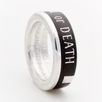 Powder Coated Liberty or Death Coin Ring // Black (Size 8)