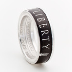 Powder Coated Liberty or Death Coin Ring // Black (Size 8)