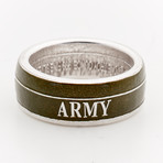 Powder Coated Army Silver Coin Ring // Green (Size 9)