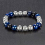 Sodalite + Onyx + Hematite Stretch Bracelet // Blue + Black + Gray