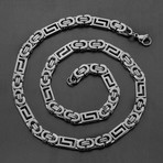 Greek Key Flat Byzantine Chain Necklace (White)
