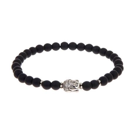 Jean Claude Jewelry // Matt Onyx Beads + Buddha Bracelet // Black + Silver