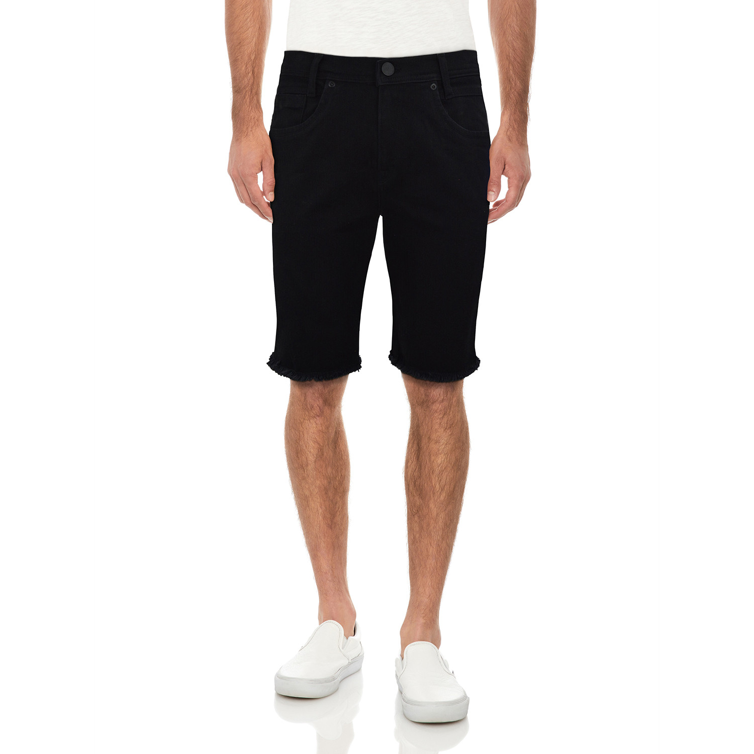black frayed denim shorts