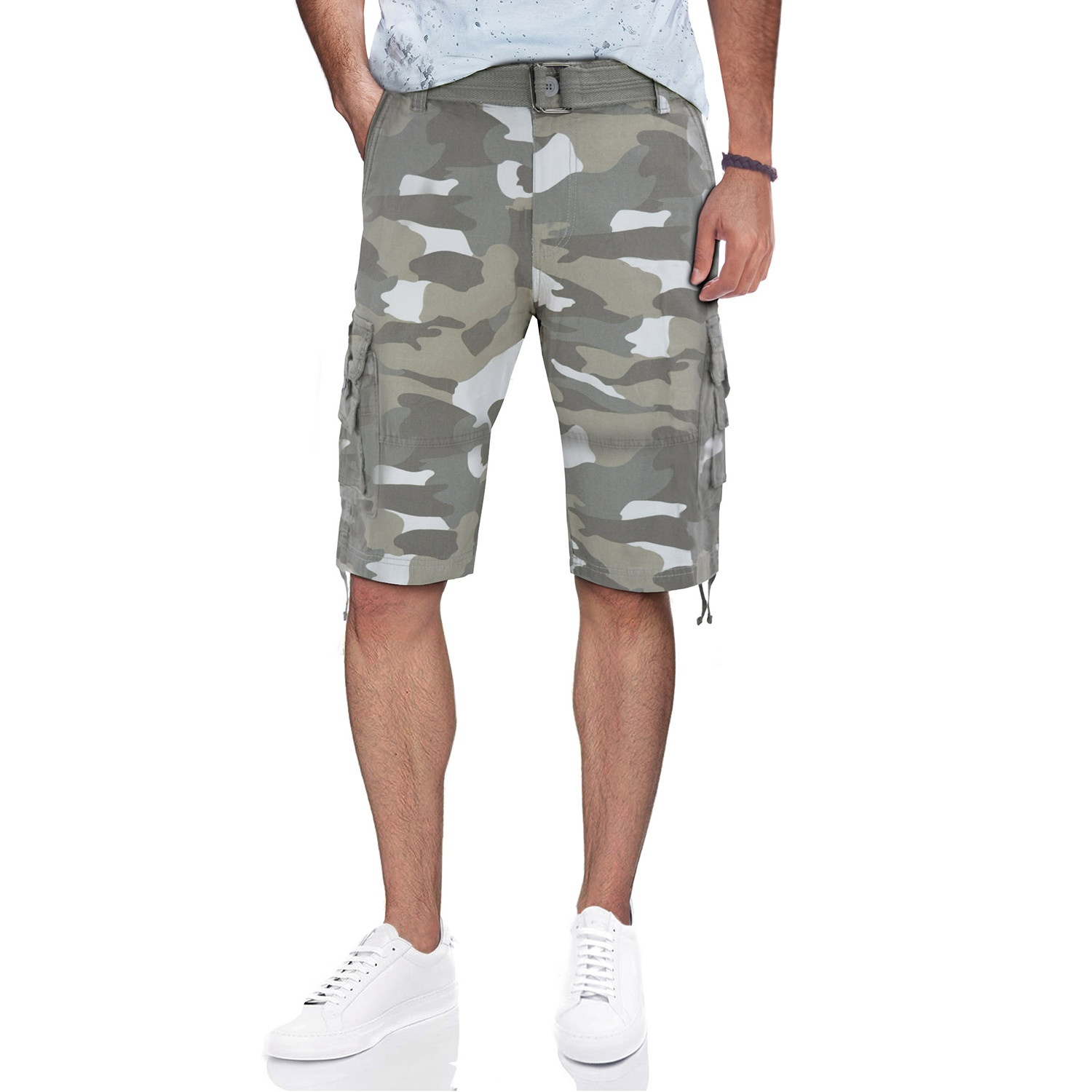 BeLighted Cargo Shorts + Twill Piping // White Camo (36) - Xray Jeans ...