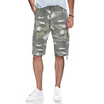 BeLighted Cargo Shorts + Twill Piping // White Camo (34)