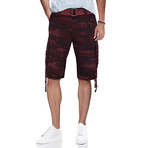 BeLighted Cargo Shorts + Twill Piping // Burgundy Camo (34)