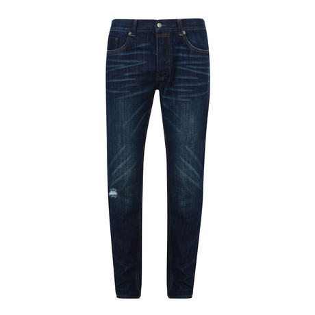 Phoenix Distressed Slim Fit Jeans // Indigo (28WX32L)