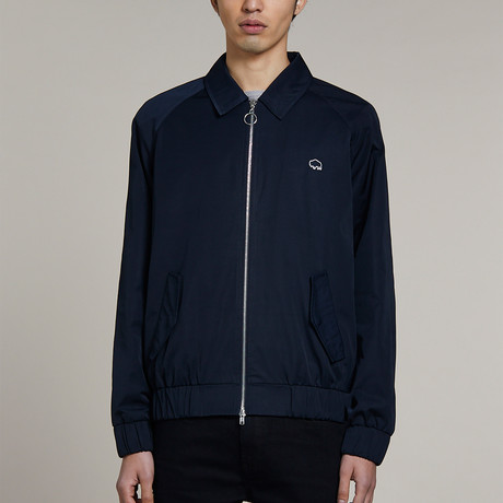 Repton Check Lined Harrington Jacket // Blue (S)