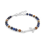 Anchor Design Bracelet // Silver + Blue + Brown