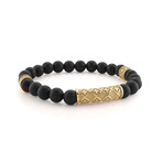 Cross Design Bracelet // Gold + Matte Onyx // 8.2"L