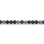 Beaded Bracelet // Matte Blue Tiger Eye + Matte Onyx (7.7"L)