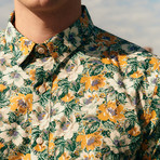 Floral Tapestry Short-Sleeve Shirt // Teal (2XL)