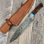 Damascus Chef Knife // Turquoise + Paduk + Walnut