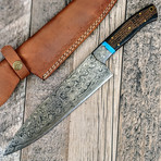 9.5" Damascus Chef Knife // Turquoise + Micarta