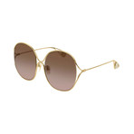 Women's GG0362S-002 Sunglasses // Gold + Brown Shaded