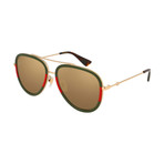 Women's GG0062S-010 Polarized Sunglasses // Gold + Green