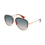 Women's GG0062S-013 Sunglasses // Gold + Red + White + Blue Gradient