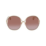 Women's GG0362S-002 Sunglasses // Gold + Brown Shaded