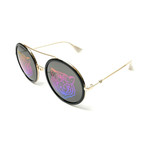 Women's GG0061S-014 Sunglasses // Gold + Black + Green