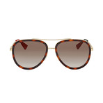 Women's GG0062S-012 Sunglasses // Gold + Tortoise + Brown Gradient