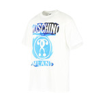 Unisex Watercolor Logo T- Shirt // White + Blue (XS)