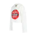 Unisex "Do Not Enter" Cropped Sweatshirt // White + Red (Euro: 38)