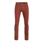 Striated Skinny-Stretch Cotton Pants // Brick (36WX30L)