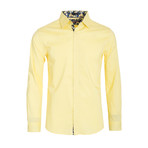 Solid Cotton-Stretch Long Sleeve Shirt // Yellow (S)