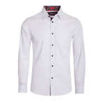 Polka Dot Cotton-Stretch L/S Shirt // White (M)