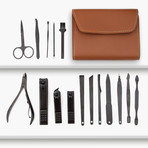 16-in-1 Leather Manicure Set // Brown