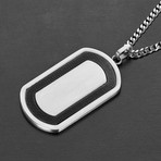 Carbon Fiber Inlay Brushed Stainelss Steel Dog Tag // Black + Silver