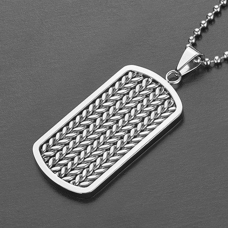 West Coast Jewelry // Stainless Steel Cable Inlay Dog Tag Necklace