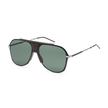Men's 0224S-0TCG-99IR Sunglasses // Black Khaki + Green