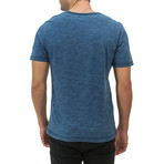 Button Collar T-Shirt // Blue (L)