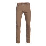Striated Skinny-Stretch Cotton Pants // Taupe (30WX32L)