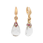 Pomellato Pin Up 18k Rose Gold Diamond + Clear Quartz Drop Earrings // Pre-Owned