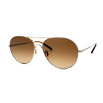 Oliver Peoples // Men's Rockmore OV1218S-5035Q4 Sunglasses // Gold + Brown Gradient
