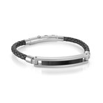 Adjustable Stainless Steel + Leather Bracelet V2 // Black