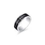 Titanium Ring // Silver + Black (8.5)