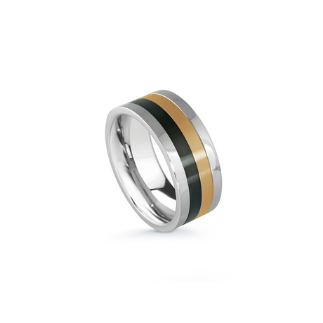 Stainless Steel Black IP Gold IP Spin Ring (5)