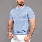 Kellan Tricot Polo Linen Shirt // Blue (L)