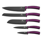 5 piece Knife Set + Stand // Metallic Line Purple Edition