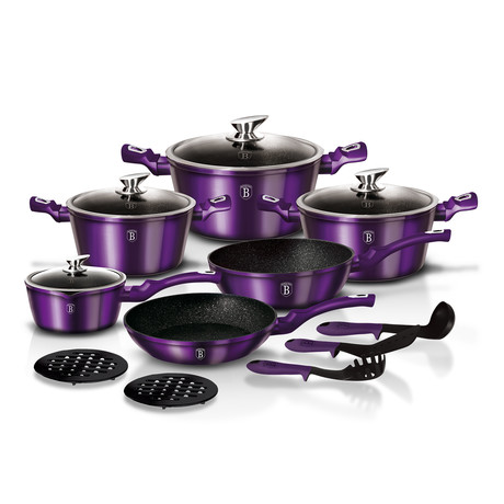 15 piece Cookware Set, Metallic Line Royal Purple Edition