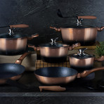 15 piece Cookware Set, Metallic Line Rose Gold Noir Edition
