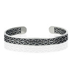 New Age Cuff Bracelet // Silver + Black (7")