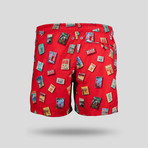 Travel Posters Swim Short // Red (XL)