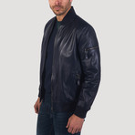 Drake Leather Jacket // Navy Blue (S)