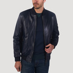 Drake Leather Jacket // Navy Blue (2XL)